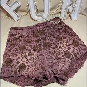 FREE PEOPLE FLOWERY EMBROIDERED SHORTS